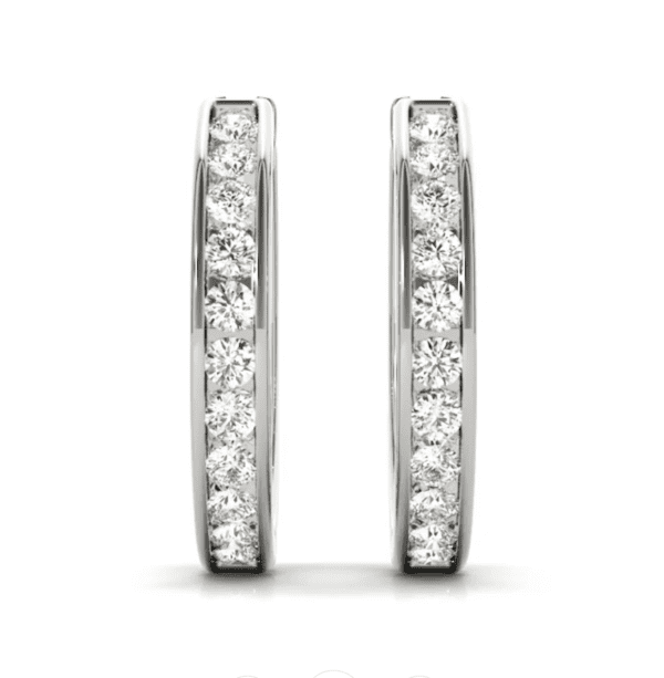 Channel-Set Diamond Hoop Earrings - Image 3